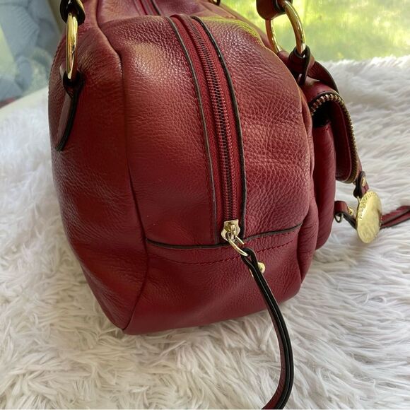 FRANCO SARTO Red Leather zip top double handle shoulder bag/ satchel medium - Picture 6 of 12